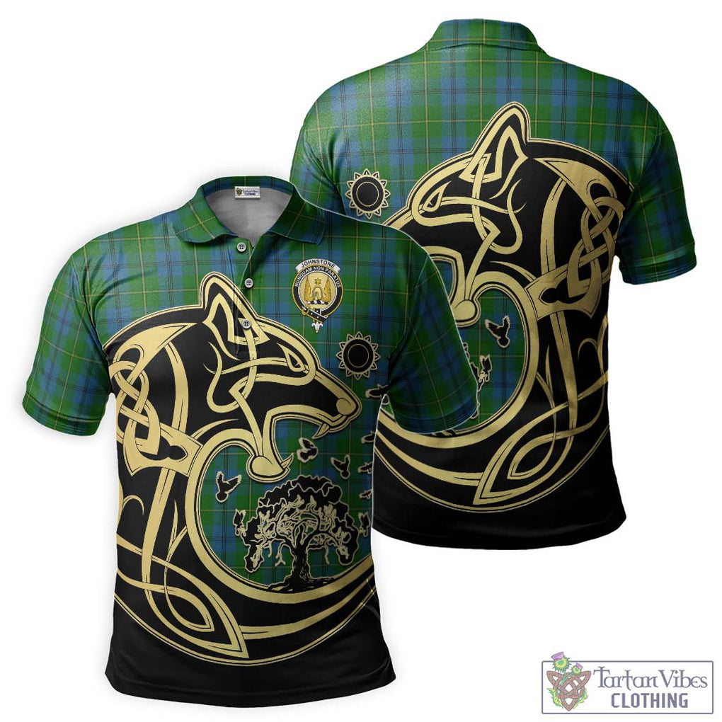 Johnstone (Johnston) Tartan Polo Shirt with Family Crest Celtic Wolf Style Kid - Tartanvibesclothing Shop