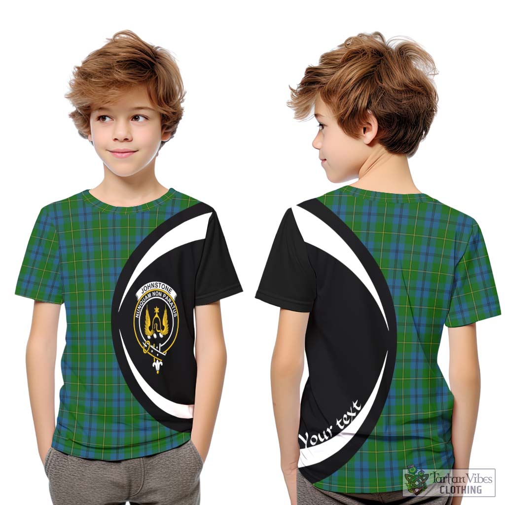 Johnstone (Johnston) Tartan Kid T-Shirt with Family Crest Circle Style Youth XL Size14 - Tartan Vibes Clothing