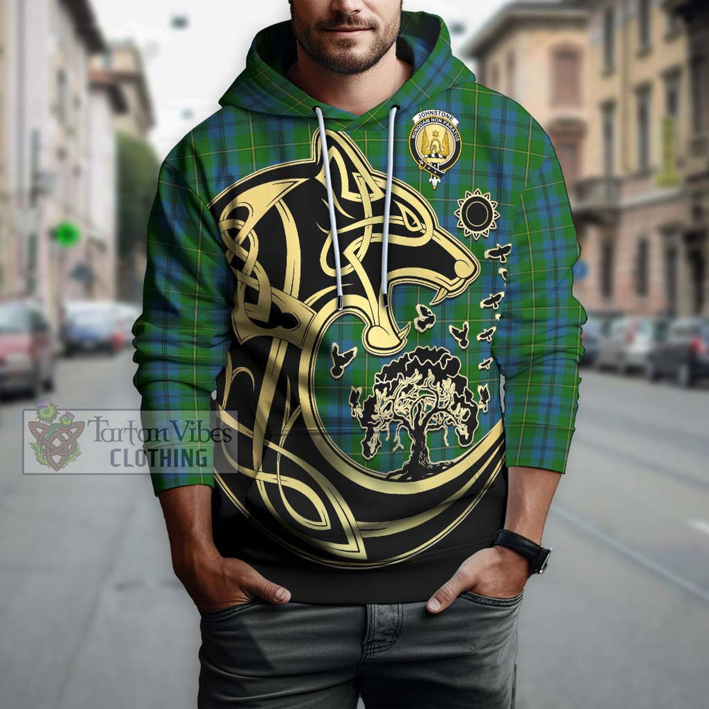 Johnstone (Johnston) Tartan Hoodie with Family Crest Celtic Wolf Style Zip Hoodie - Tartan Vibes Clothing