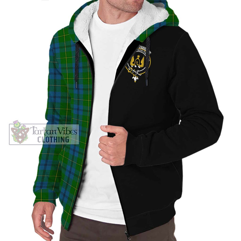 Johnstone (Johnston) Tartan Sherpa Hoodie with Family Crest and Half Of Me Style Unisex S - Tartanvibesclothing Shop