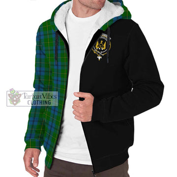 Johnstone (Johnston) Tartan Sherpa Hoodie with Family Crest and Half Of Me Style