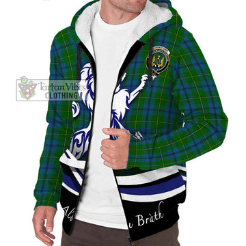 Johnstone (Johnston) Tartan Sherpa Hoodie with Alba Gu Brath Regal Lion Emblem