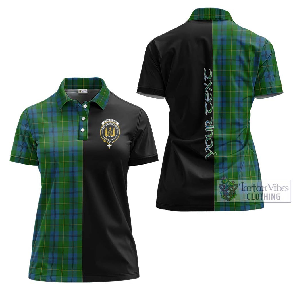 Johnstone (Johnston) Tartan Women's Polo Shirt with Family Crest and Half Of Me Style Women - Tartanvibesclothing Shop