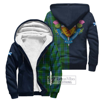 Johnstone (Johnston) Tartan Sherpa Hoodie Alba with Scottish Lion Royal Arm Half Style