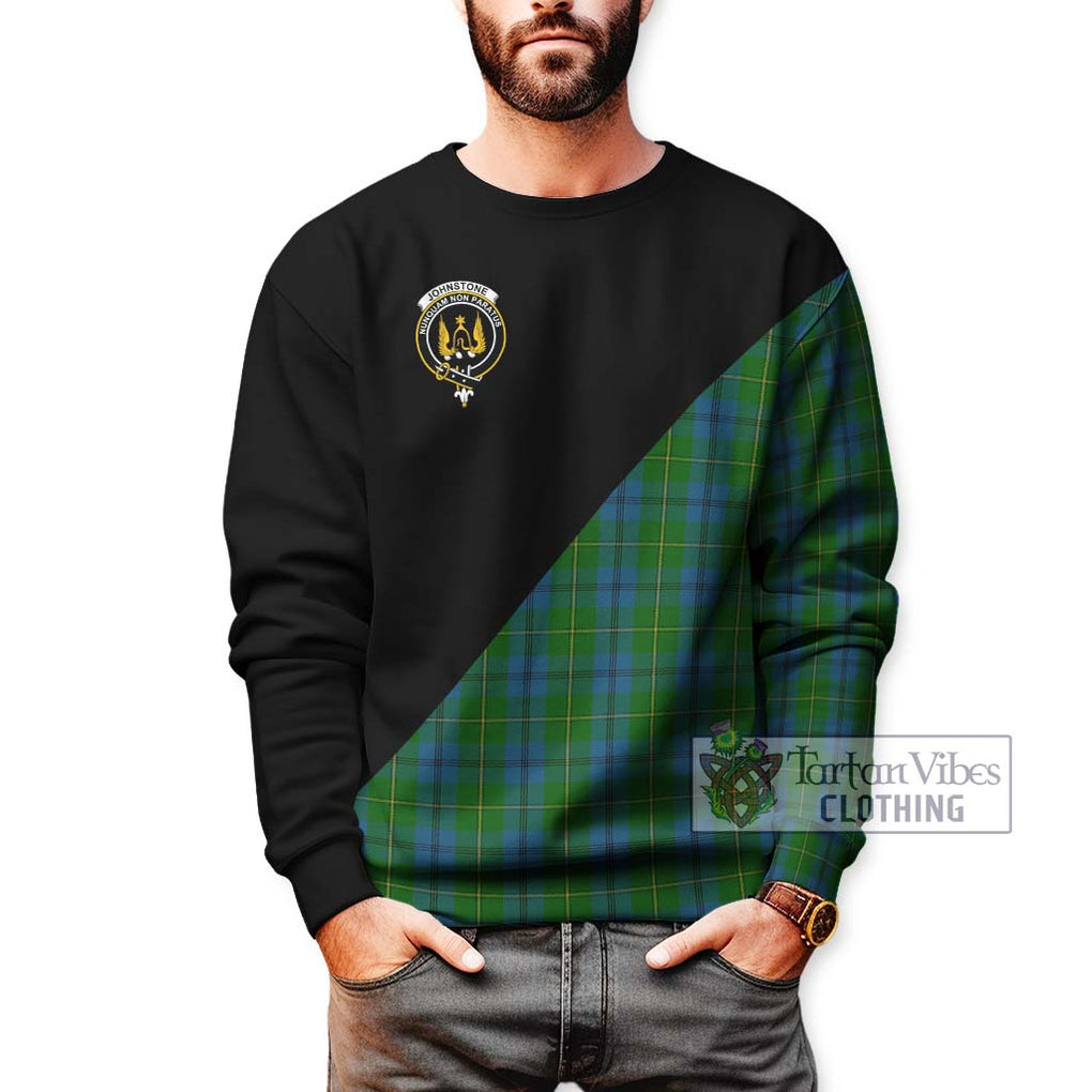 Johnstone (Johnston) Tartan Sweatshirt with Family Crest and Military Logo Style Unisex - Tartanvibesclothing Shop