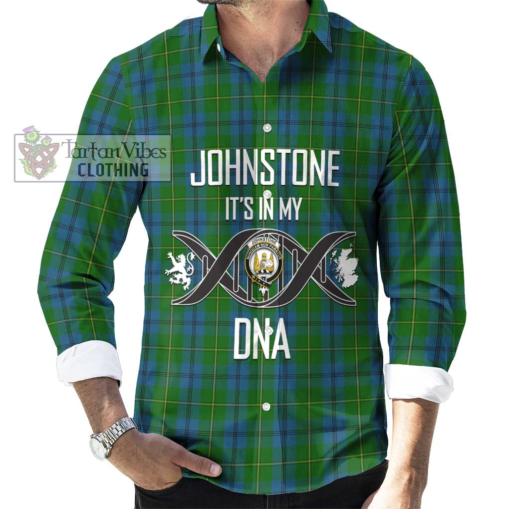 Johnstone (Johnston) Tartan Long Sleeve Button Shirt with Family Crest DNA In Me Style Men's Shirt S - Tartanvibesclothing Shop