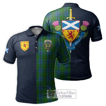 Johnstone (Johnston) Tartan Polo Shirt Alba with Scottish Lion Royal Arm Half Style