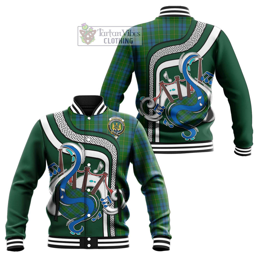 Tartan Vibes Clothing Johnstone Tartan Baseball Jacket with Epic Bagpipe Style