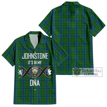 Johnstone (Johnston) Tartan Short Sleeve Button Shirt with Family Crest DNA In Me Style