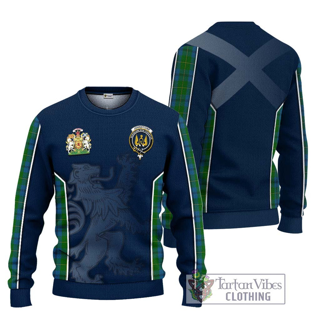 Johnstone (Johnston) Tartan Knitted Sweater with Family Crest and Lion Rampant Vibes Sport Style Unisex - Tartan Vibes Clothing