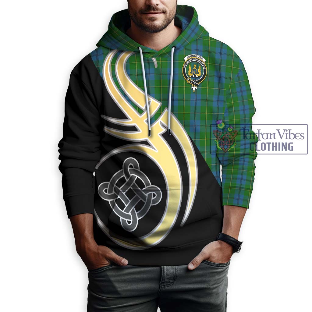 Johnstone (Johnston) Tartan Hoodie with Family Crest and Celtic Symbol Style Zip Hoodie - Tartan Vibes Clothing