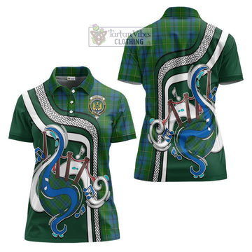 Johnstone (Johnston) Tartan Women's Polo Shirt with Epic Bagpipe Style