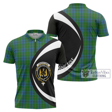 Johnstone (Johnston) Tartan Zipper Polo Shirt with Family Crest Circle Style