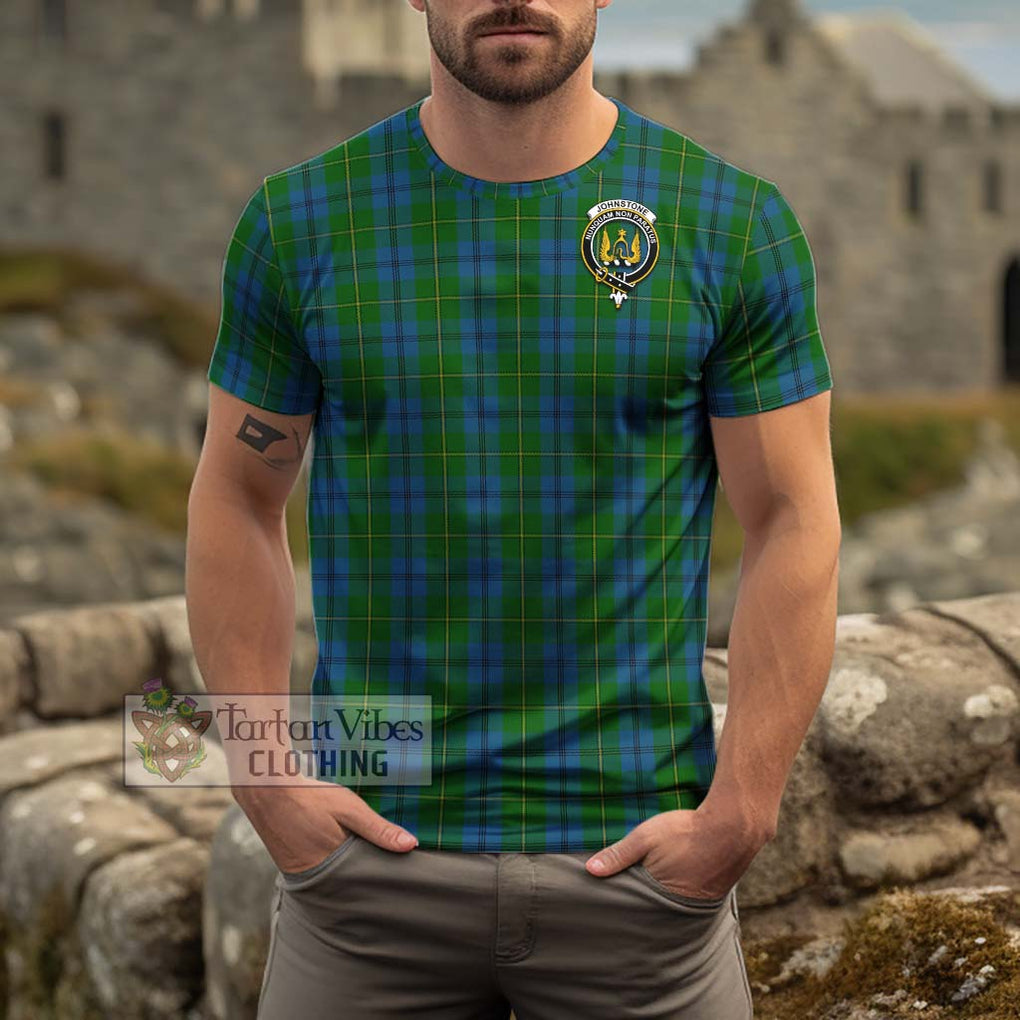 Johnstone (Johnston) Tartan Cotton T-Shirt with Family Crest Men's Shirt - Tartanvibesclothing Shop