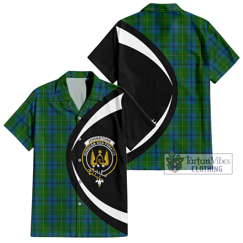 Johnstone (Johnston) Tartan Short Sleeve Button Up with Family Crest Circle Style Kid - Tartan Vibes Clothing