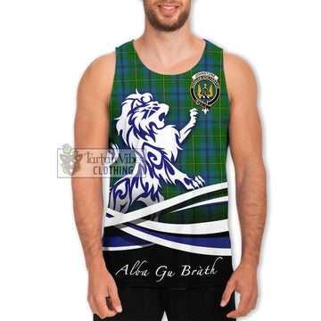 Johnstone (Johnston) Tartan Men's Tank Top with Alba Gu Brath Regal Lion Emblem