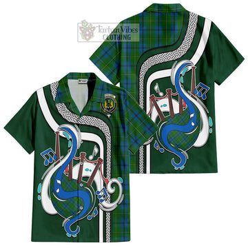 Johnstone (Johnston) Tartan Short Sleeve Button Shirt with Epic Bagpipe Style