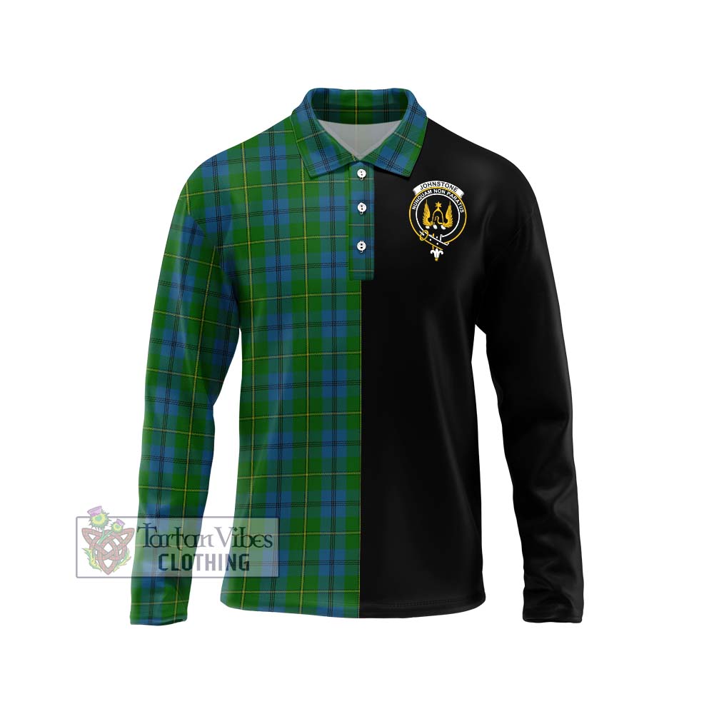 Johnstone (Johnston) Tartan Long Sleeve Polo Shirt with Family Crest and Half Of Me Style Unisex - Tartanvibesclothing Shop