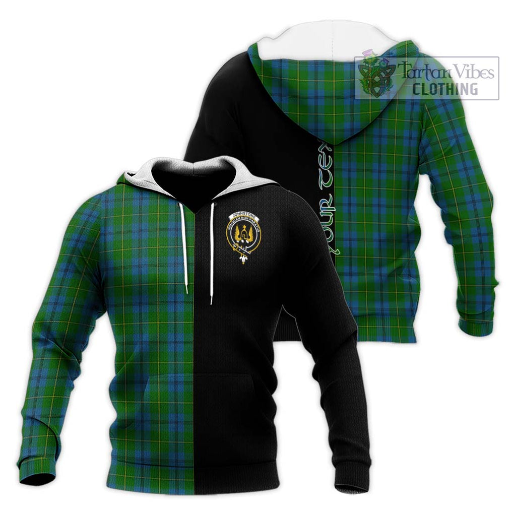 Johnstone (Johnston) Tartan Knitted Hoodie with Family Crest and Half Of Me Style Unisex Knitted Pullover Hoodie - Tartanvibesclothing Shop