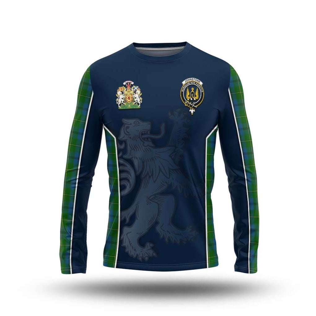 Johnstone (Johnston) Tartan Long Sleeve T-Shirt with Family Crest and Lion Rampant Vibes Sport Style Unisex - Tartan Vibes Clothing