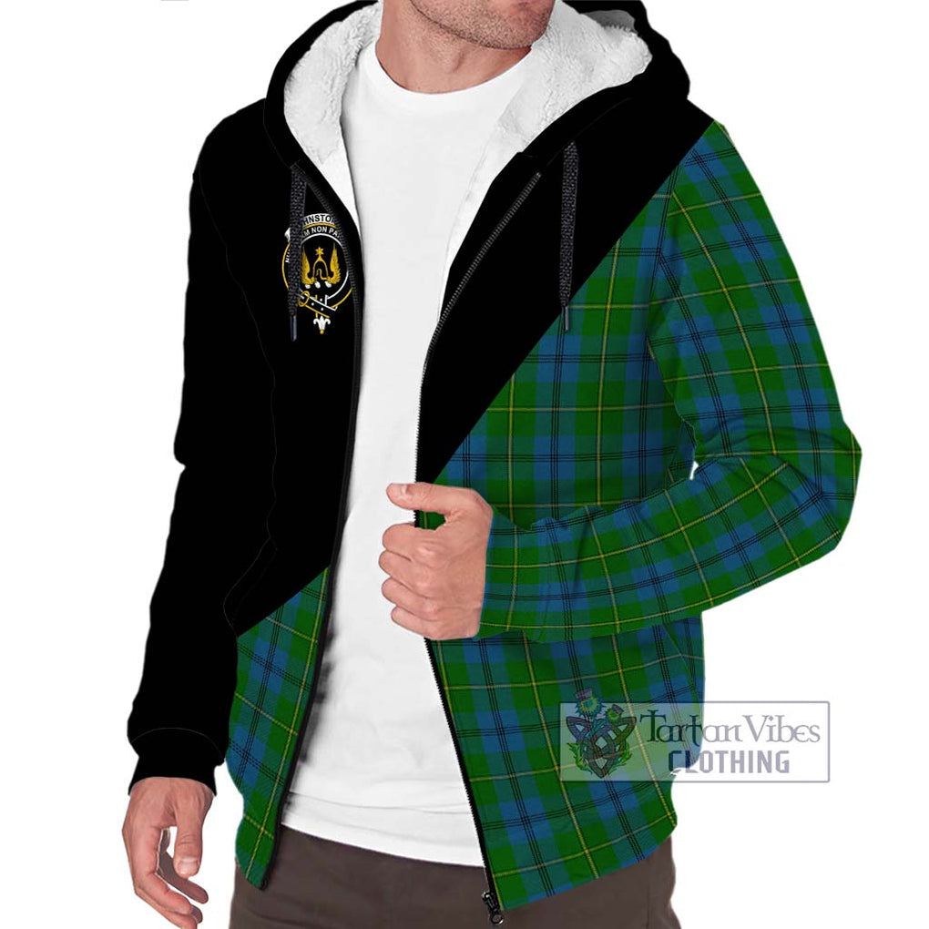 Johnstone (Johnston) Tartan Sherpa Hoodie with Family Crest and Military Logo Style Unisex S - Tartanvibesclothing Shop