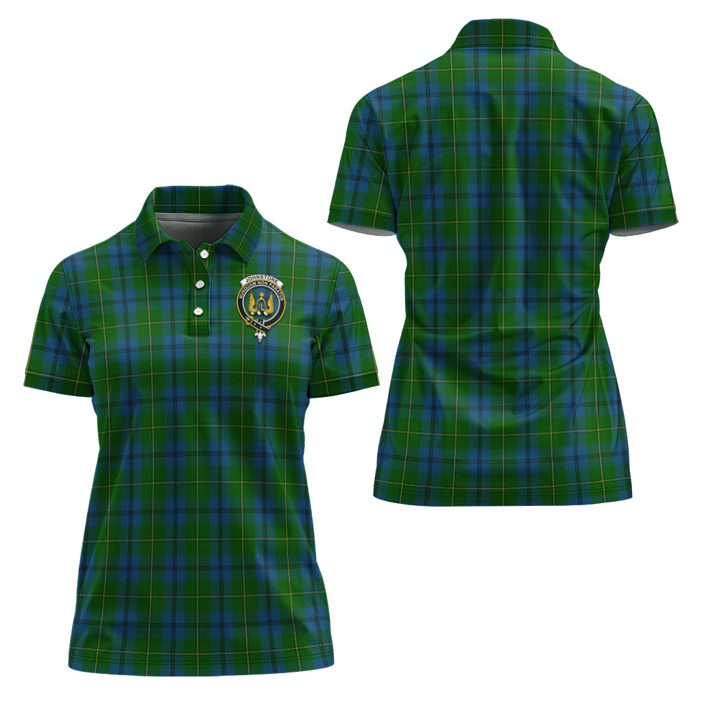 Johnstone-Johnston Tartan Polo Shirt with Family Crest For Women