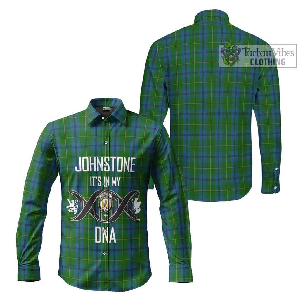 Johnstone (Johnston) Tartan Long Sleeve Button Shirt with Family Crest DNA In Me Style Men's Shirt - Tartanvibesclothing Shop