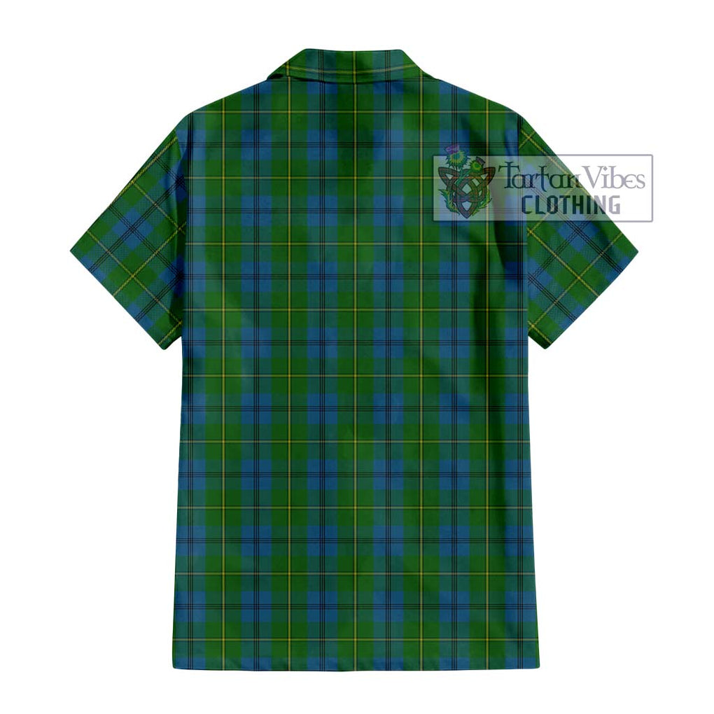 Johnstone (Johnston) Tartan Short Sleeve Button Shirt with Family Crest DNA In Me Style - Tartanvibesclothing Shop