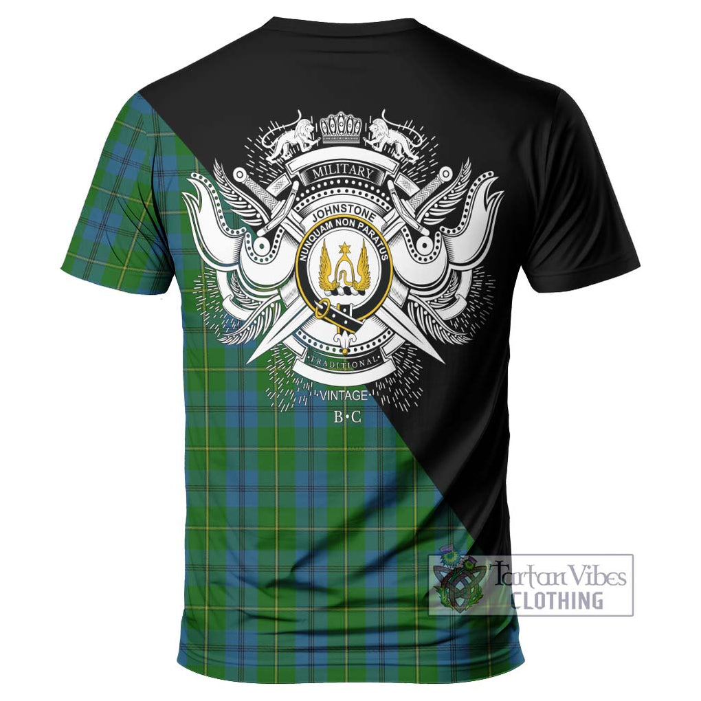 Johnstone (Johnston) Tartan T-Shirt with Family Crest and Military Logo Style - Tartanvibesclothing Shop