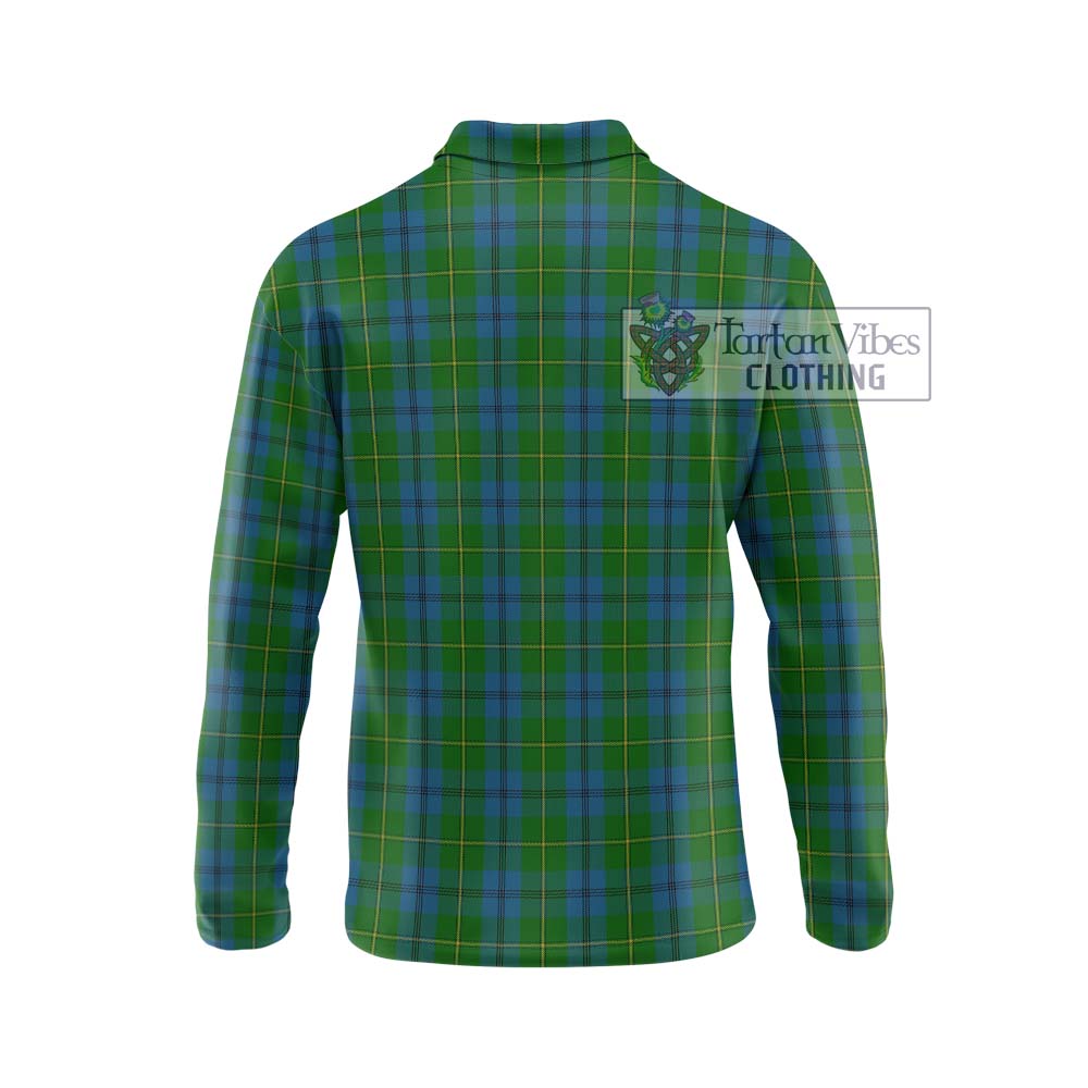 Johnstone (Johnston) Tartan Long Sleeve Polo Shirt with Family Crest DNA In Me Style - Tartanvibesclothing Shop