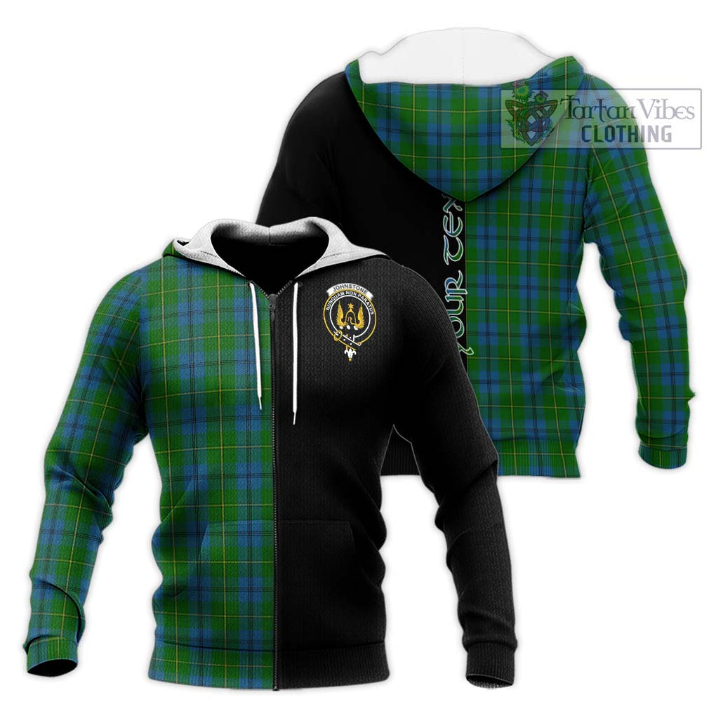 Johnstone (Johnston) Tartan Knitted Hoodie with Family Crest and Half Of Me Style Unisex Knitted Zip Hoodie - Tartanvibesclothing Shop