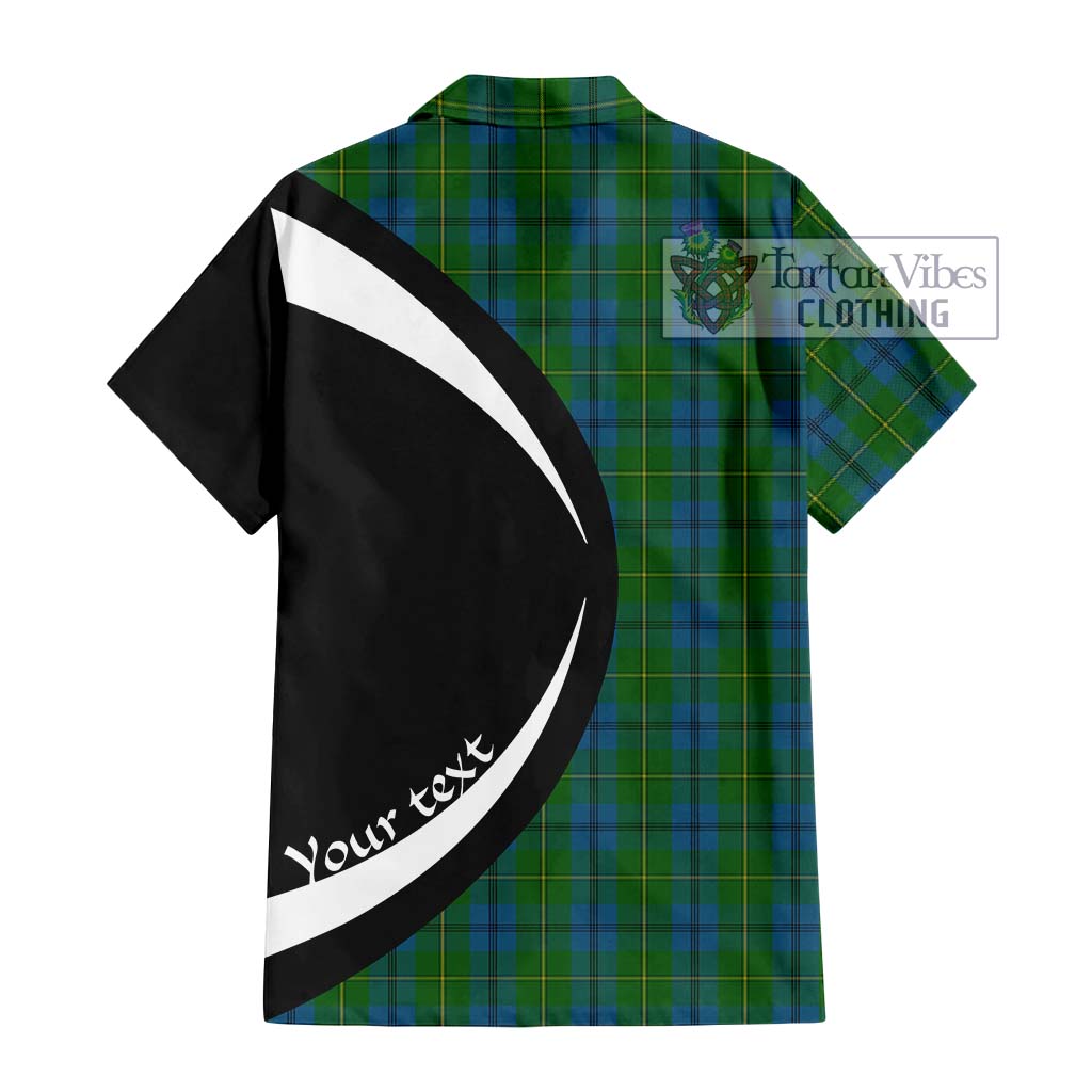 Johnstone (Johnston) Tartan Short Sleeve Button Up with Family Crest Circle Style - Tartan Vibes Clothing