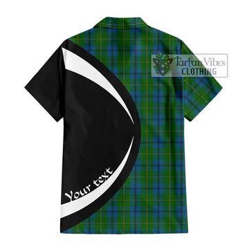 Johnstone (Johnston) Tartan Short Sleeve Button Up with Family Crest Circle Style