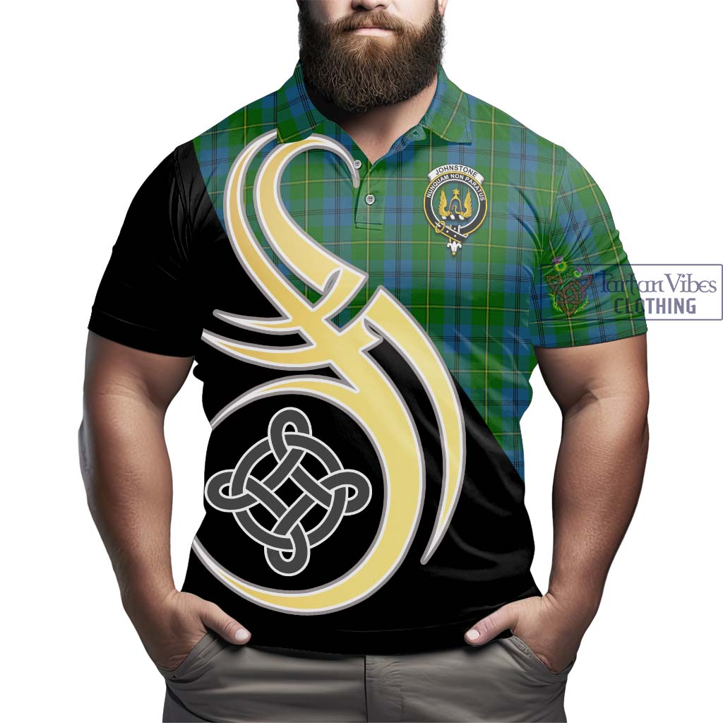 Johnstone (Johnston) Tartan Polo Shirt with Family Crest and Celtic Symbol Style - Tartan Vibes Clothing