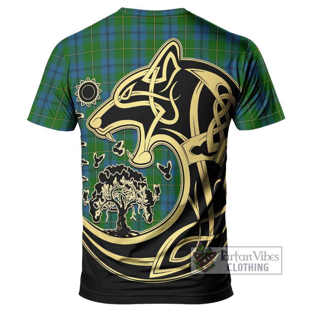 Johnstone (Johnston) Tartan T-Shirt with Family Crest Celtic Wolf Style - Tartan Vibes Clothing