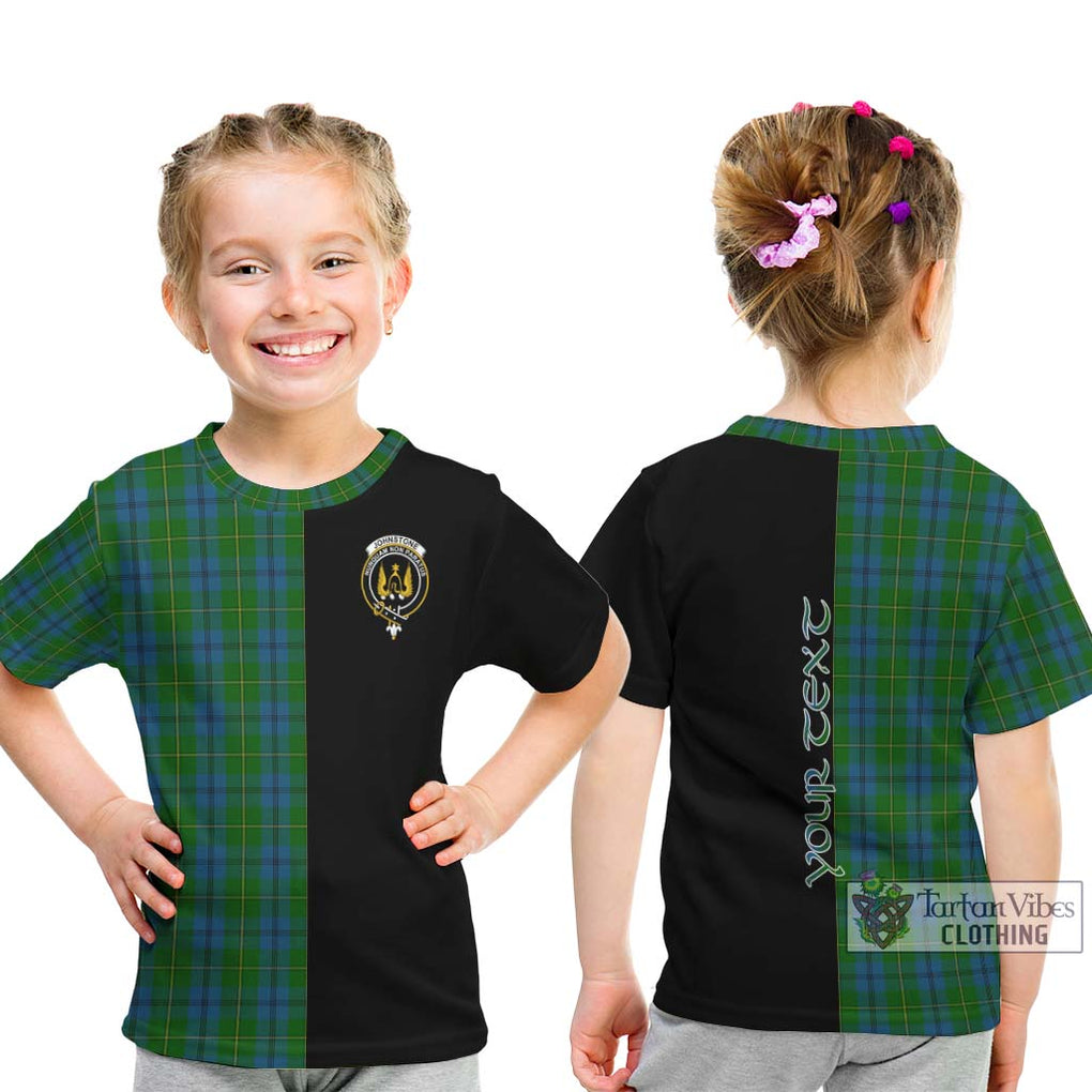 Johnstone (Johnston) Tartan Kid T-Shirt with Family Crest and Half Of Me Style - Tartanvibesclothing Shop