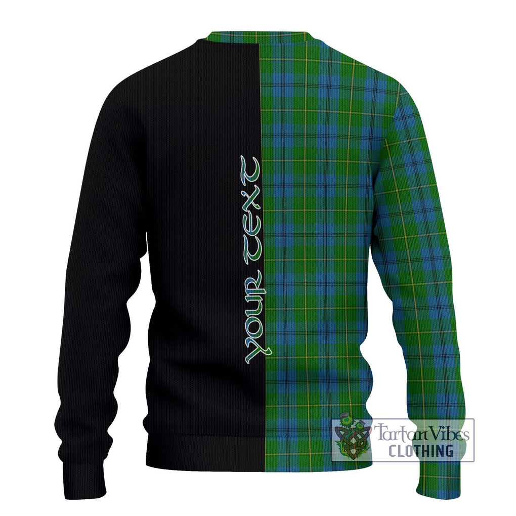 Johnstone (Johnston) Tartan Knitted Sweater with Family Crest and Half Of Me Style - Tartanvibesclothing Shop