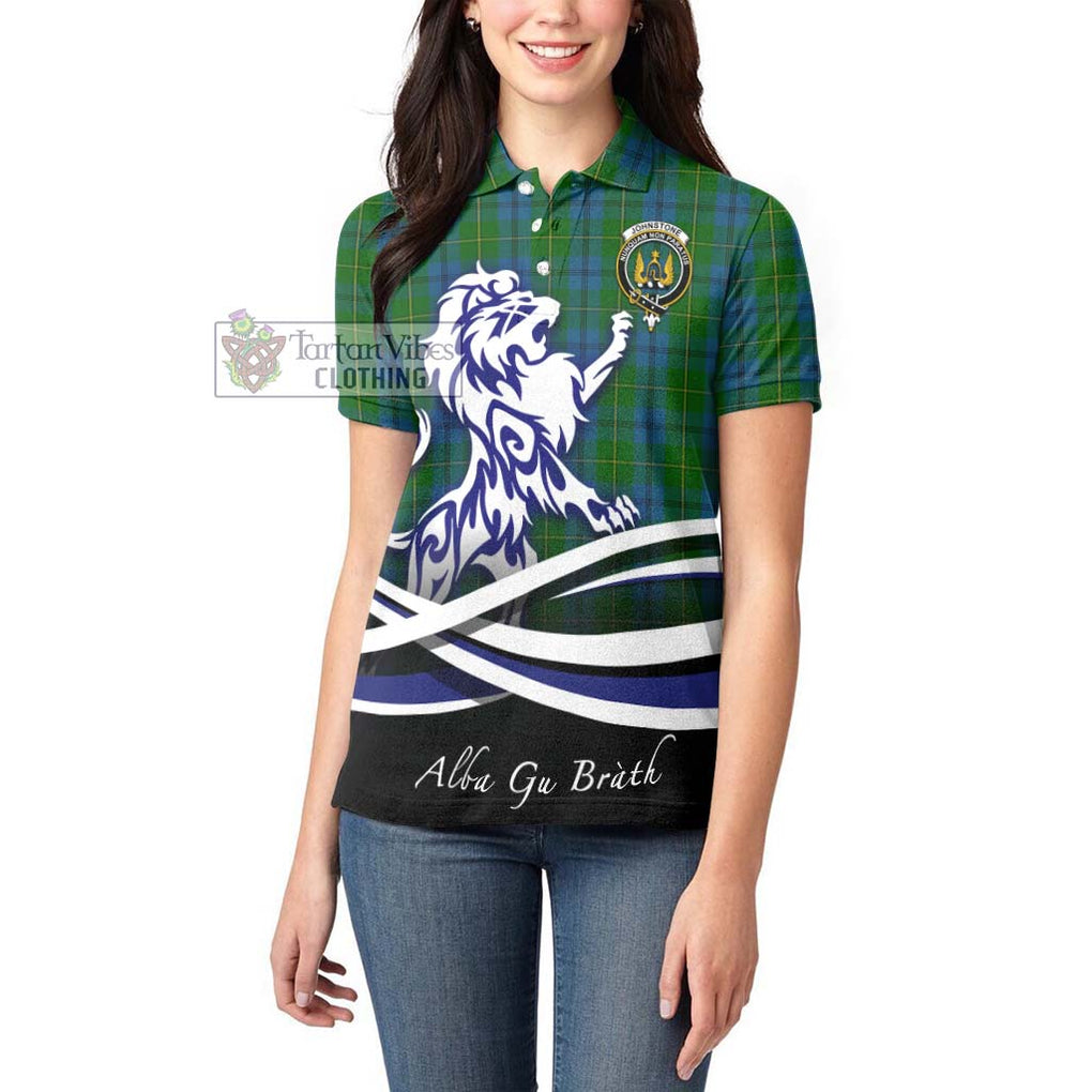 Johnstone (Johnston) Tartan Women's Polo Shirt with Alba Gu Brath Regal Lion Emblem - Tartanvibesclothing Shop