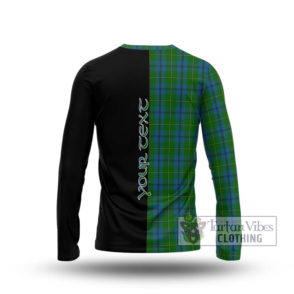 Johnstone (Johnston) Tartan Long Sleeve T-Shirt with Family Crest and Half Of Me Style - Tartanvibesclothing Shop