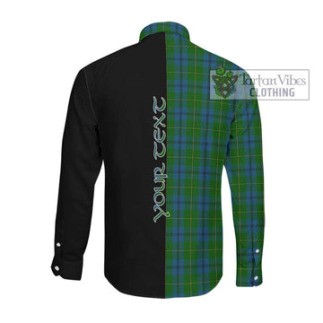 Johnstone (Johnston) Tartan Long Sleeve Button Shirt with Family Crest and Half Of Me Style