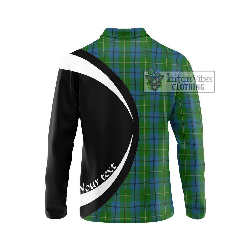 Johnstone (Johnston) Tartan Long Sleeve Polo Shirt with Family Crest Circle Style - Tartan Vibes Clothing