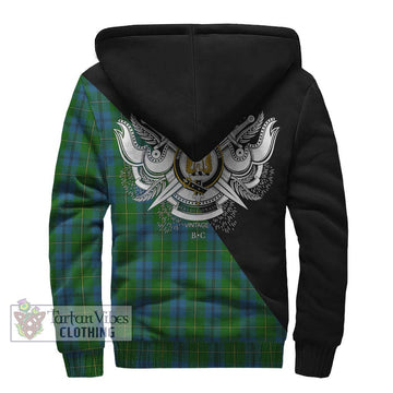 Johnstone (Johnston) Tartan Sherpa Hoodie with Family Crest and Military Logo Style