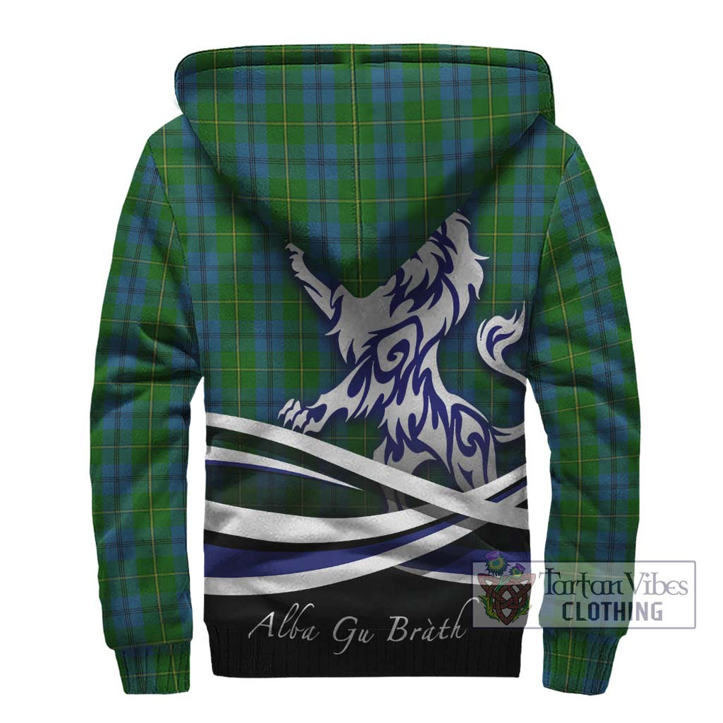 Johnstone (Johnston) Tartan Sherpa Hoodie with Alba Gu Brath Regal Lion Emblem - Tartanvibesclothing Shop