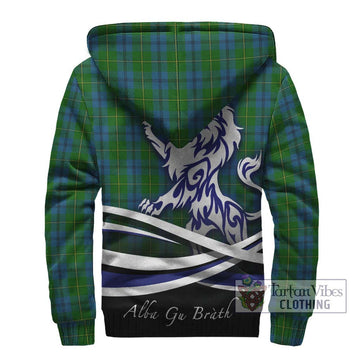 Johnstone (Johnston) Tartan Sherpa Hoodie with Alba Gu Brath Regal Lion Emblem