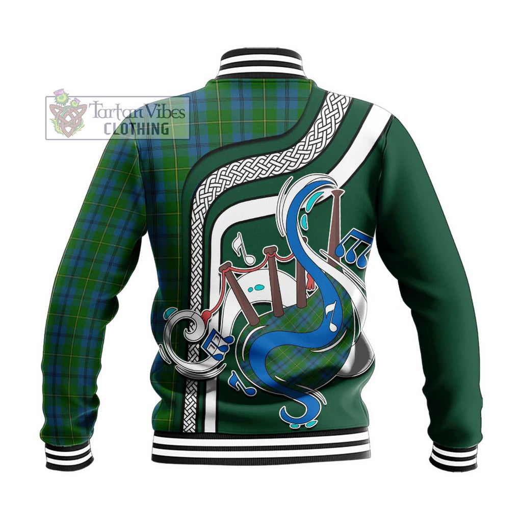 Tartan Vibes Clothing Johnstone Tartan Baseball Jacket with Epic Bagpipe Style