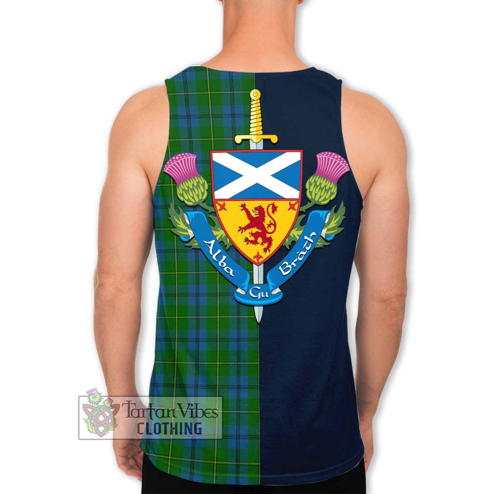 Tartan Vibes Clothing Johnstone Tartan Men's Tank Top with Scottish Lion Royal Arm Half Style