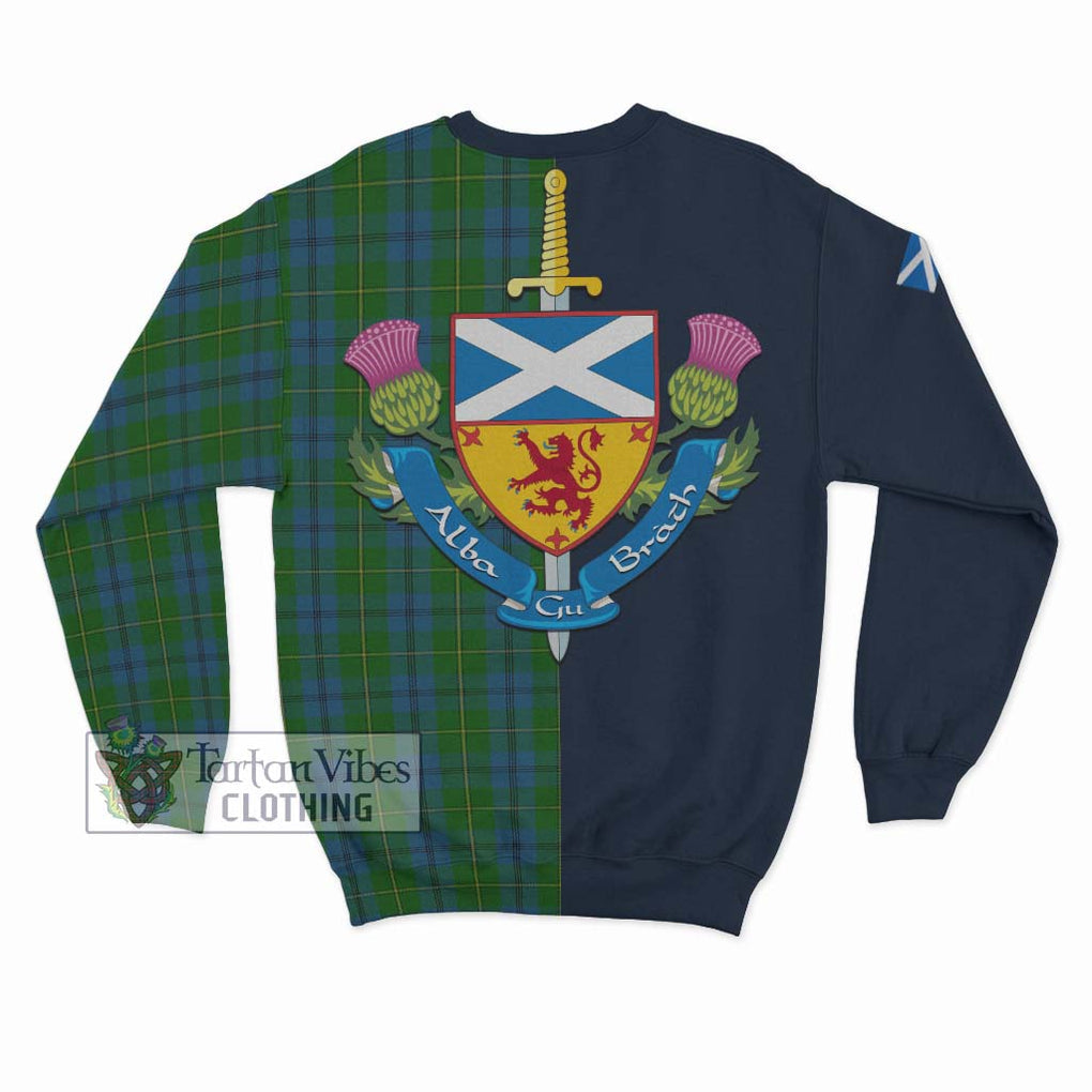 Tartan Vibes Clothing Johnstone Tartan Sweatshirt with Scottish Lion Royal Arm Half Style