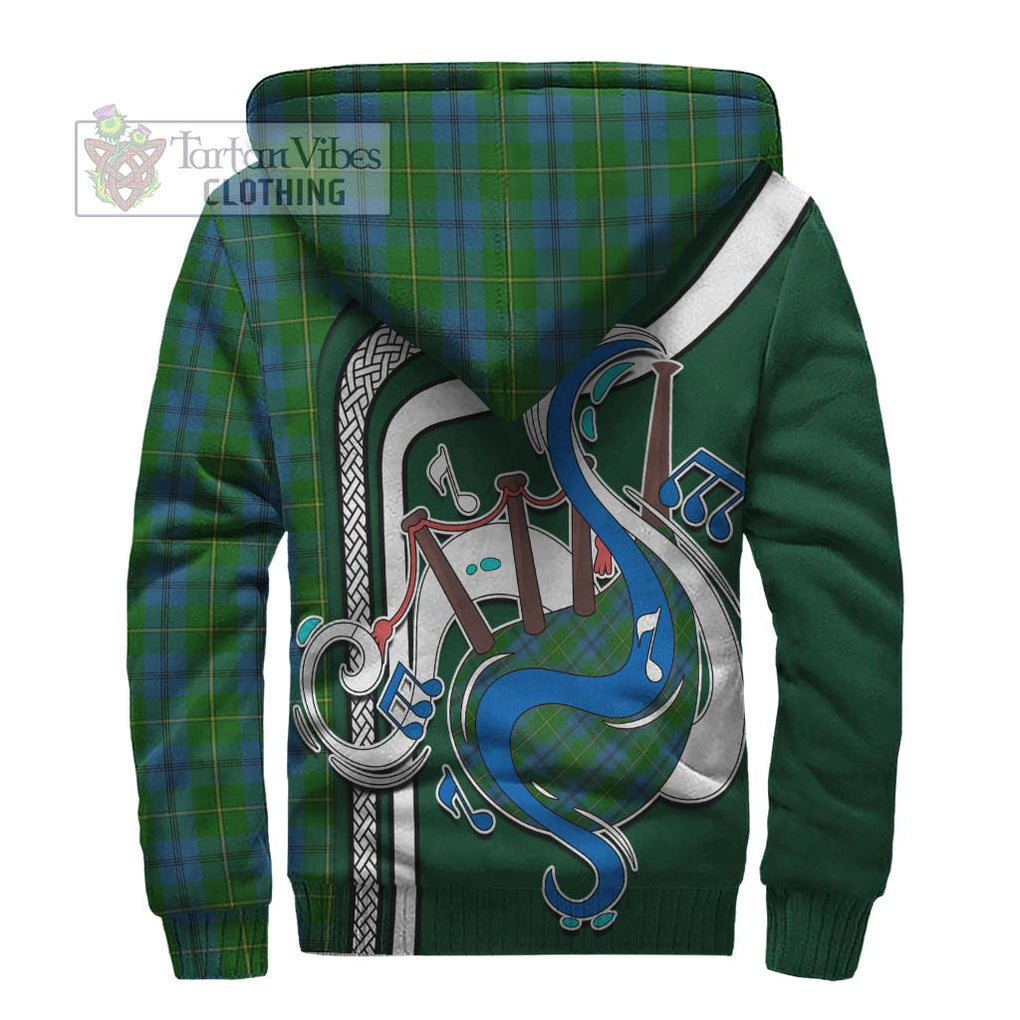 Johnstone (Johnston) Tartan Sherpa Hoodie with Epic Bagpipe Style - Tartanvibesclothing Shop