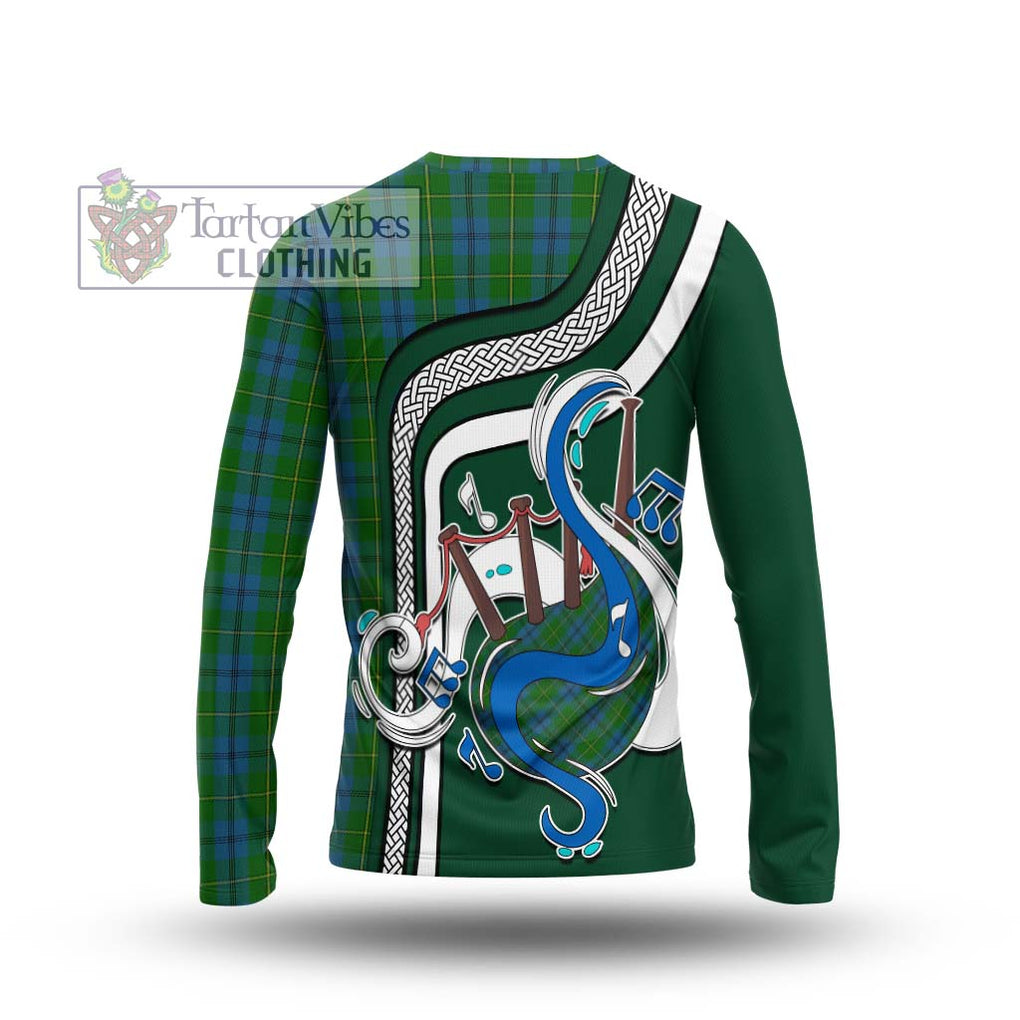 Tartan Vibes Clothing Johnstone Tartan Long Sleeve T-Shirt with Epic Bagpipe Style