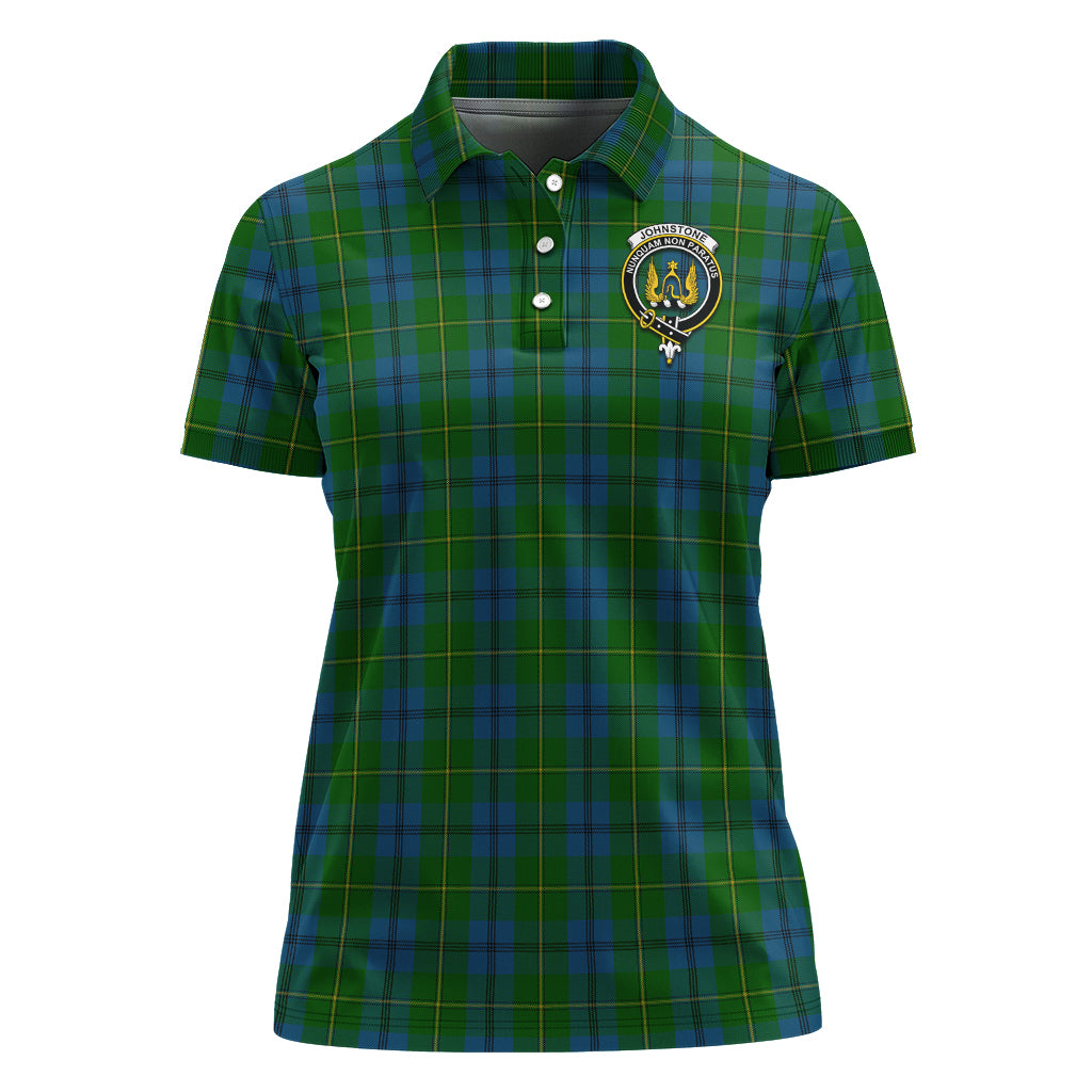 Johnstone-Johnston Tartan Polo Shirt with Family Crest For Women